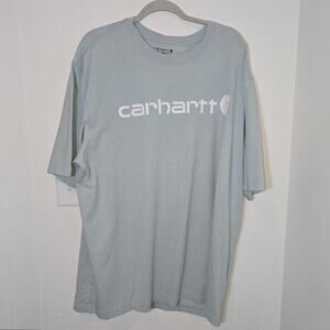 Carhartt Shirt Men's XL Loose Fit Blue Short Sleeve Logo Tee Relaxed